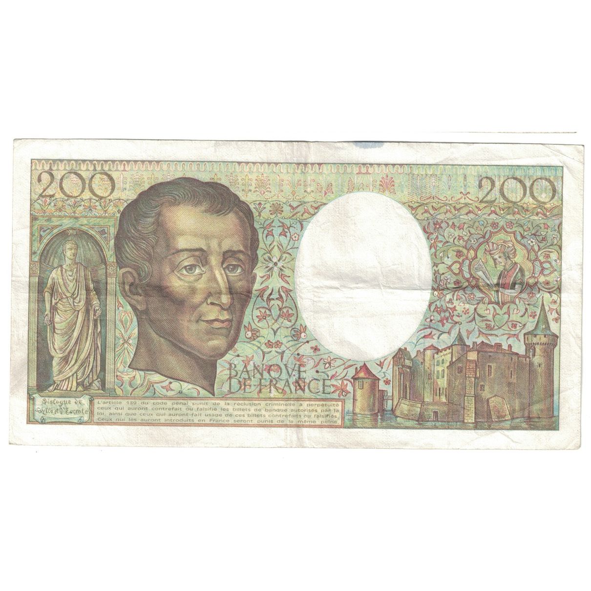 Francja, 200 Francs, Montesquieu, 1989, X.066, EF(40-45), Fayette:70.09, KM:155c