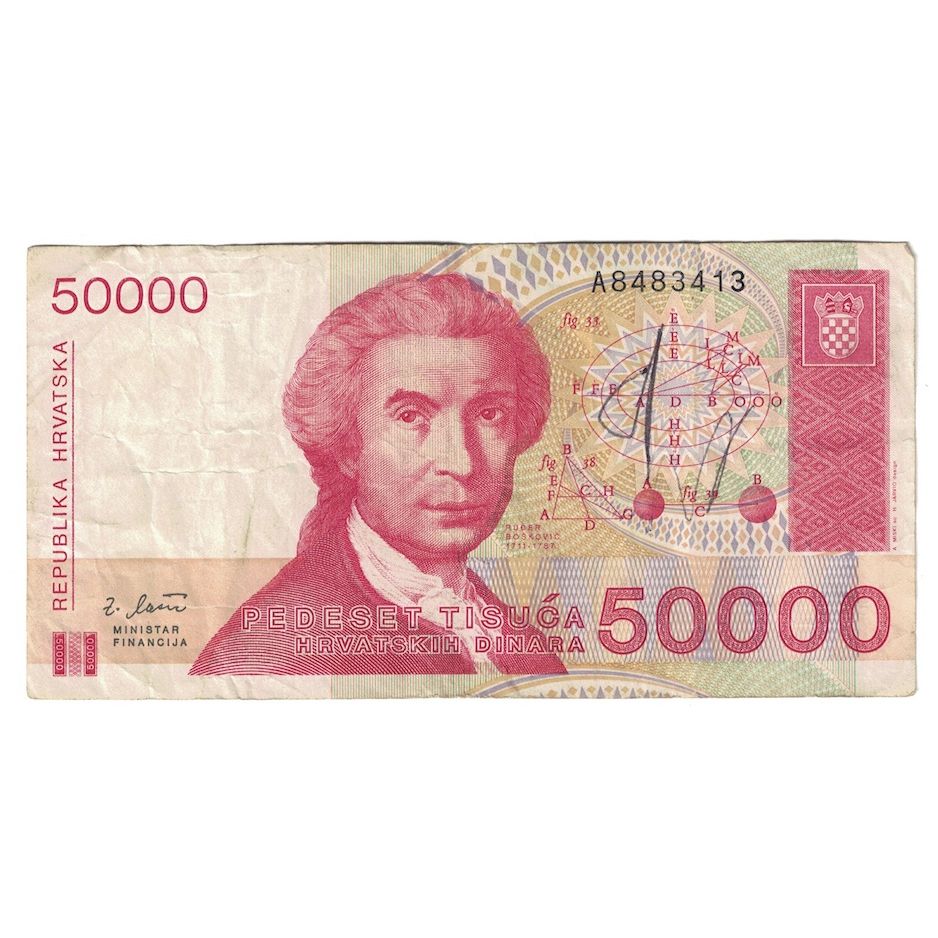 Billet, Croatie, 50,000 Dinara, 1993, 1993-05-30, KM:26a, TB+