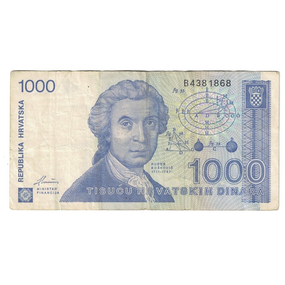 Banknote, Croatia, 1000 Dinara, 1991, KM:22a, VF(30-35)