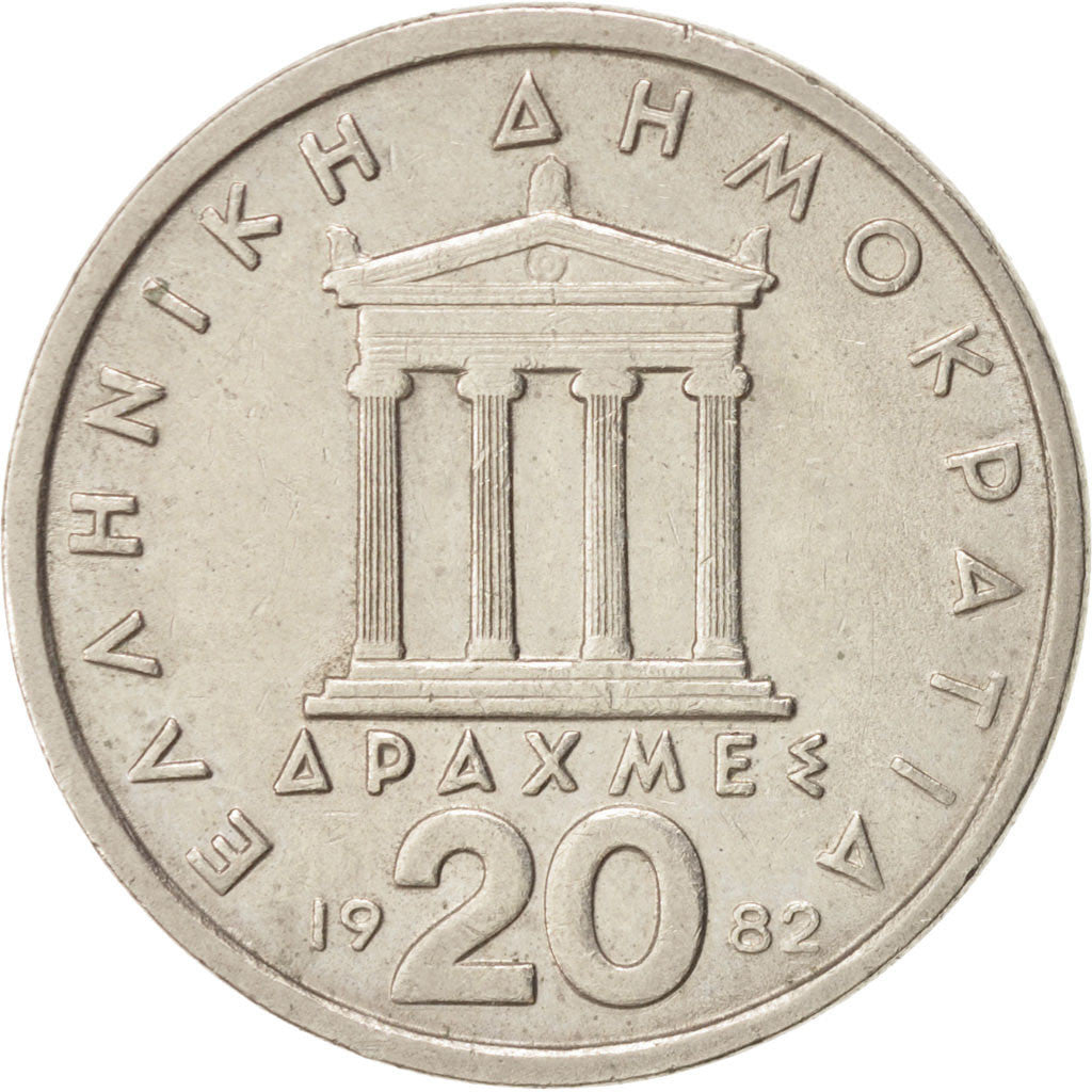 Coin, Greece, 20 Drachmes, 1982, AU(50-53), Copper-nickel, KM:133