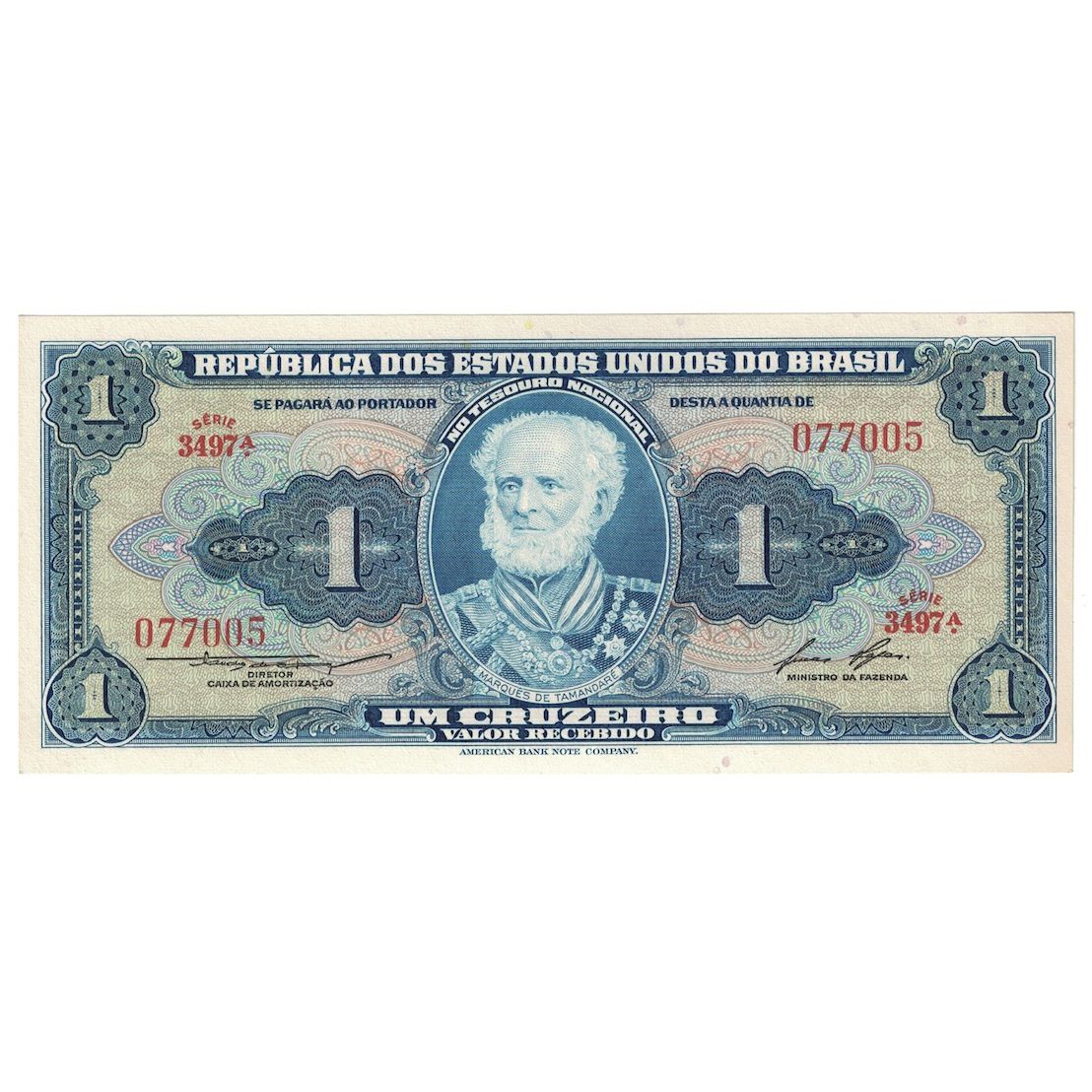 Geldschein, Brasilien, 1 Cruzeiro, ND (1954-1958), KM:150b, UNZ
