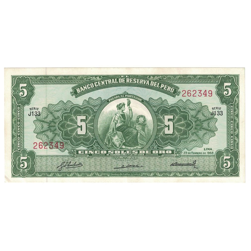 Banknote, Peru, 5 Soles De Oro, 1968, 1968-02-23, KM:83a, UNC(63)