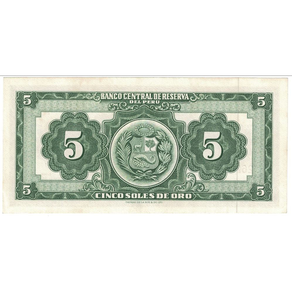 Banknote, Peru, 5 Soles De Oro, 1968, 1968-02-23, KM:83a, UNC(63)