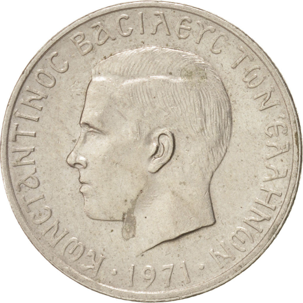 Coin, Greece, Constantine II, Drachma, 1971, AU(55-58), Copper-nickel, KM:98