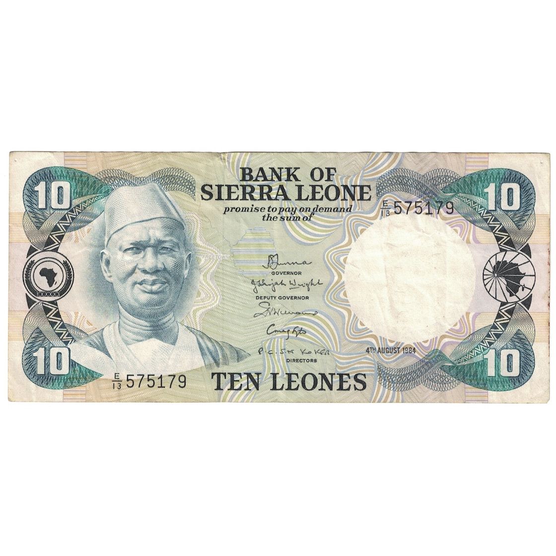 Banconote, Sierra Leone, 10 Leones, 1984, 1984-08-04, KM:8c, BB