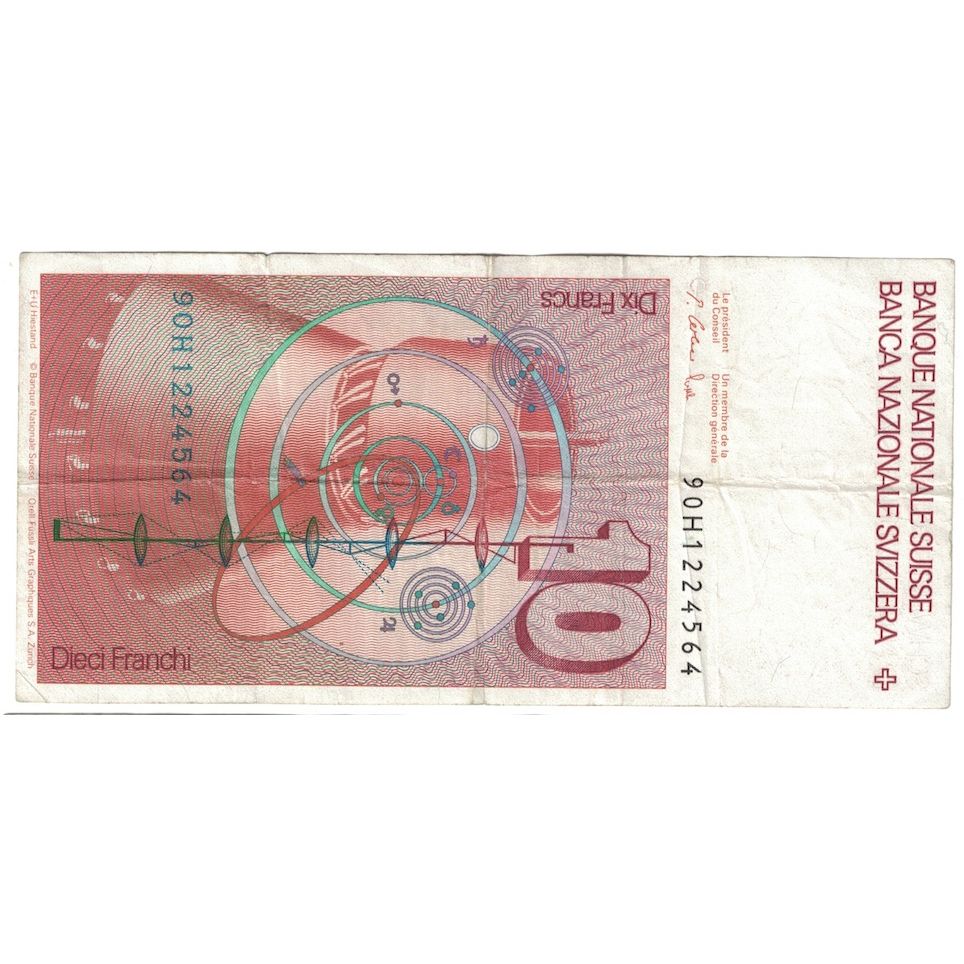 Billete, 10 Franken, 1987, Suiza, KM:53g, MBC