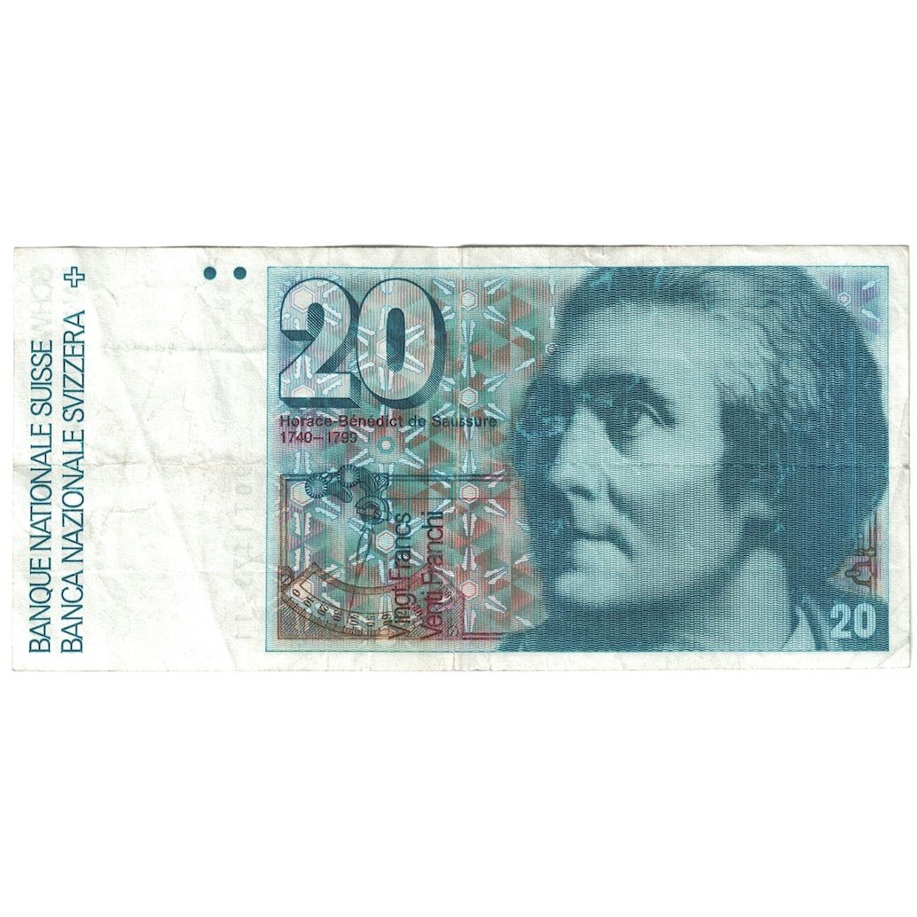 Geldschein, Schweiz, 20 Franken, 1978, KM:54, SS+