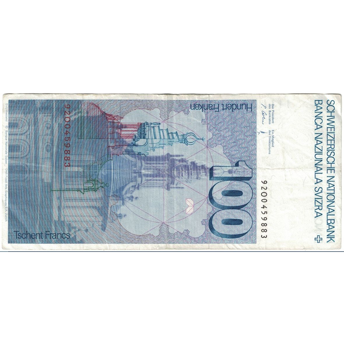 Banknote, Switzerland, 100 Franken, 1993, KM:57m, EF(40-45)