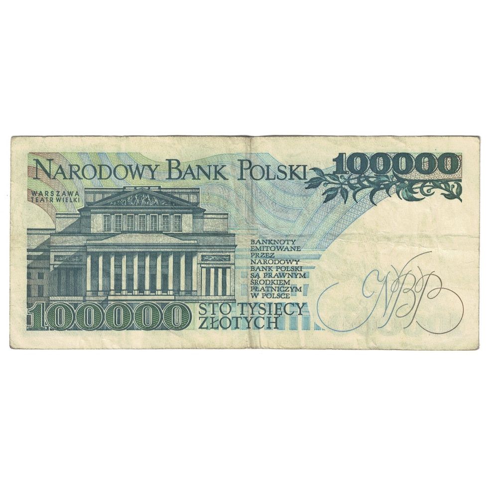 Nota, Polónia, 100,000 Zlotych, 1990, 1990-02-01, KM:154a, VF(30-35)