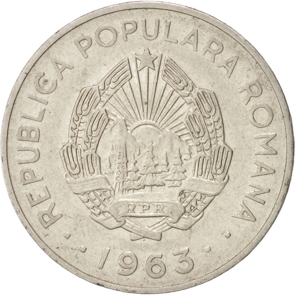 Coin, Romania, Leu, 1963, AU(50-53), Nickel Clad Steel, KM:90