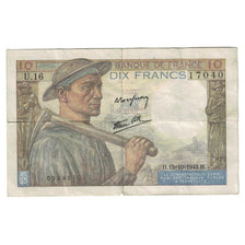 France, 10 Francs, Mineur, 1942, U.16, TB+, Fayette:F.08.04, KM:99d