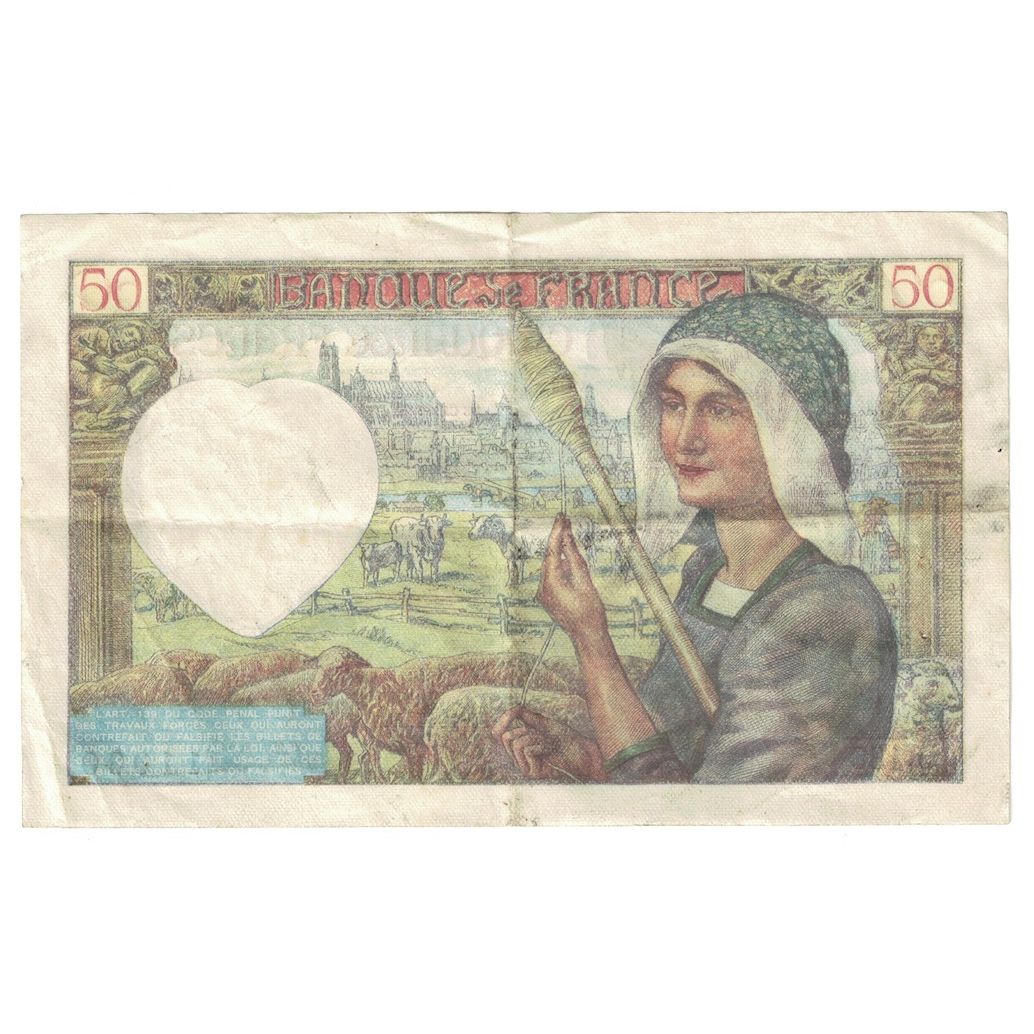 Francja, 50 Francs, Jacques Coeur, 1941, J.130, AU(50-53), Fayette:19.17, KM:93