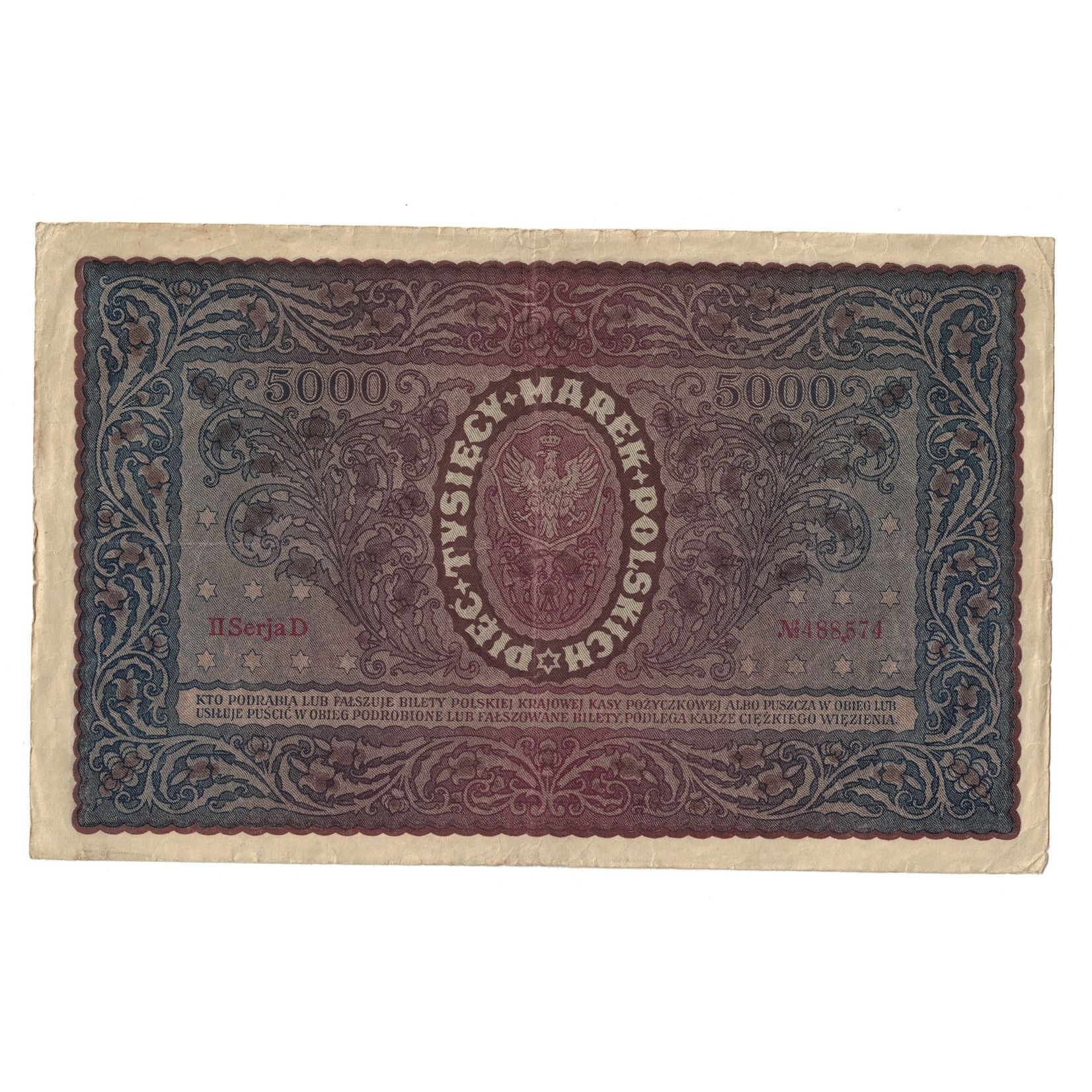 Banknote, Poland, 5000 Marek, 1920, 1920-02-07, KM:31, AU(50-53)
