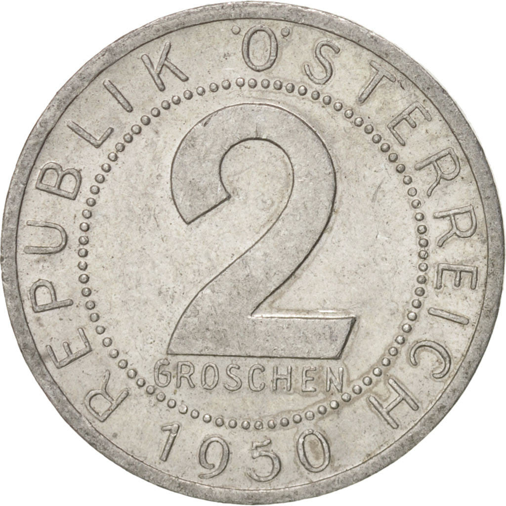 Coin, Austria, 2 Groschen, 1950, AU(55-58), Aluminum, KM:2876