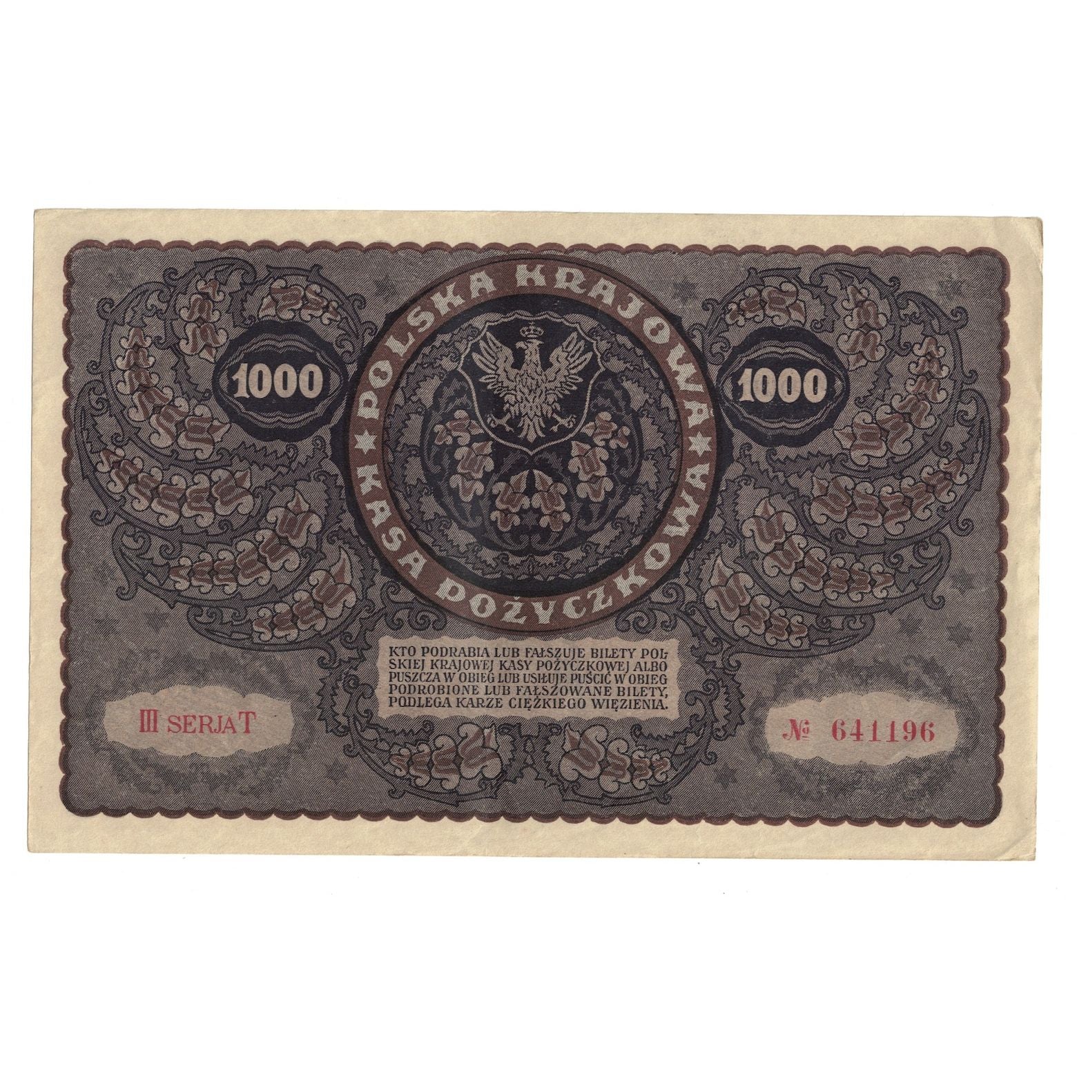 Banknote, Poland, 1000 Marek, 1919, 1919-08-23, KM:29, AU(50-53)