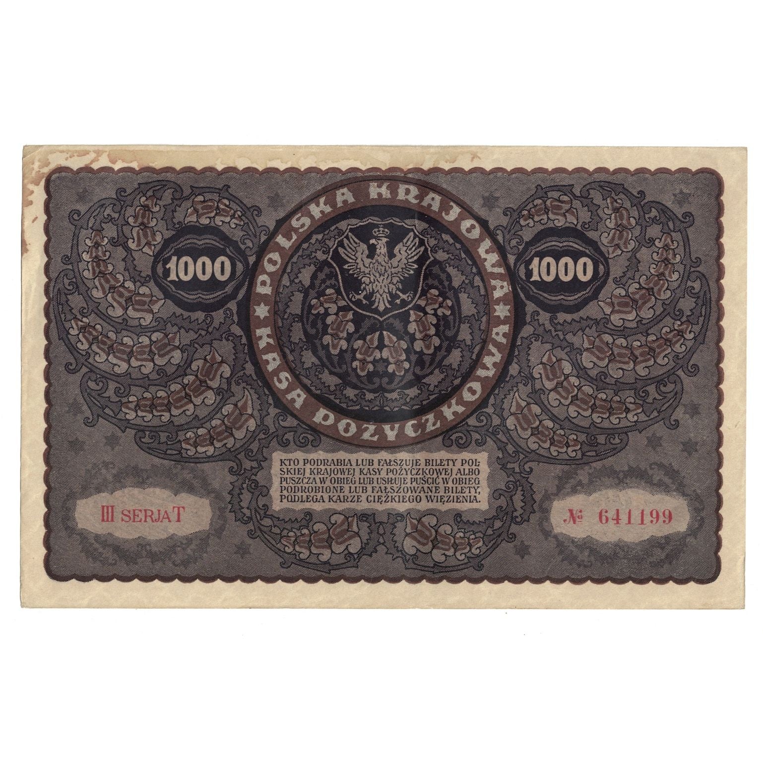 Banknote, Poland, 1000 Marek, 1919, 1919-08-23, KM:29, AU(50-53)