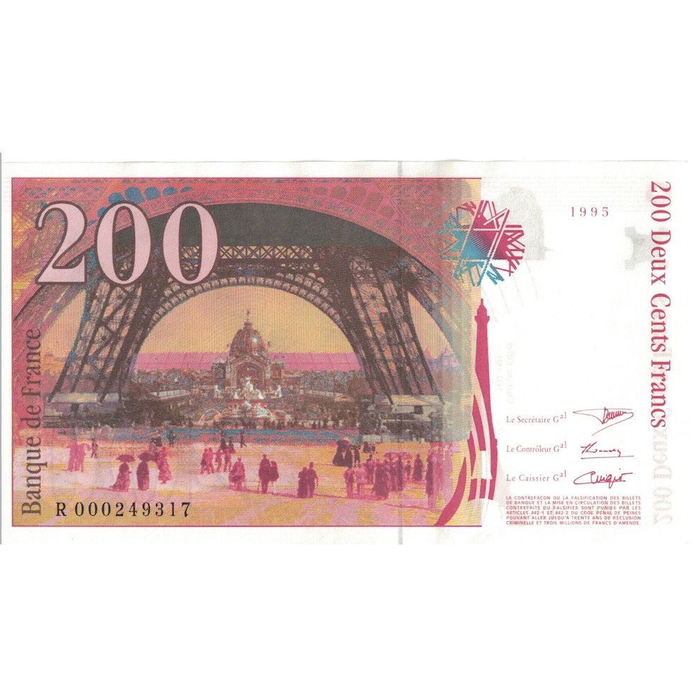 France, 200 Francs, Eiffel, 1995, R.000249317, UNC(63), Fayette:75.1, KM:159a