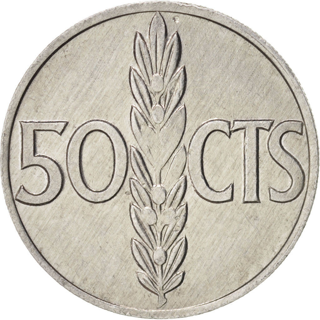 Spain, Francisco Franco, caudillo, 50 Centimos, 1967, AU(50-53), KM:795