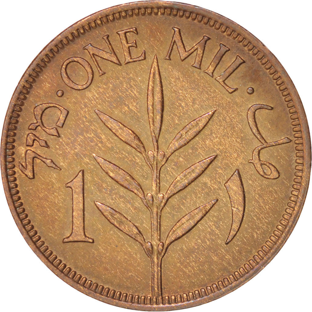 Palestine, Mil, 1927, AU(55-58), Bronze, KM:1