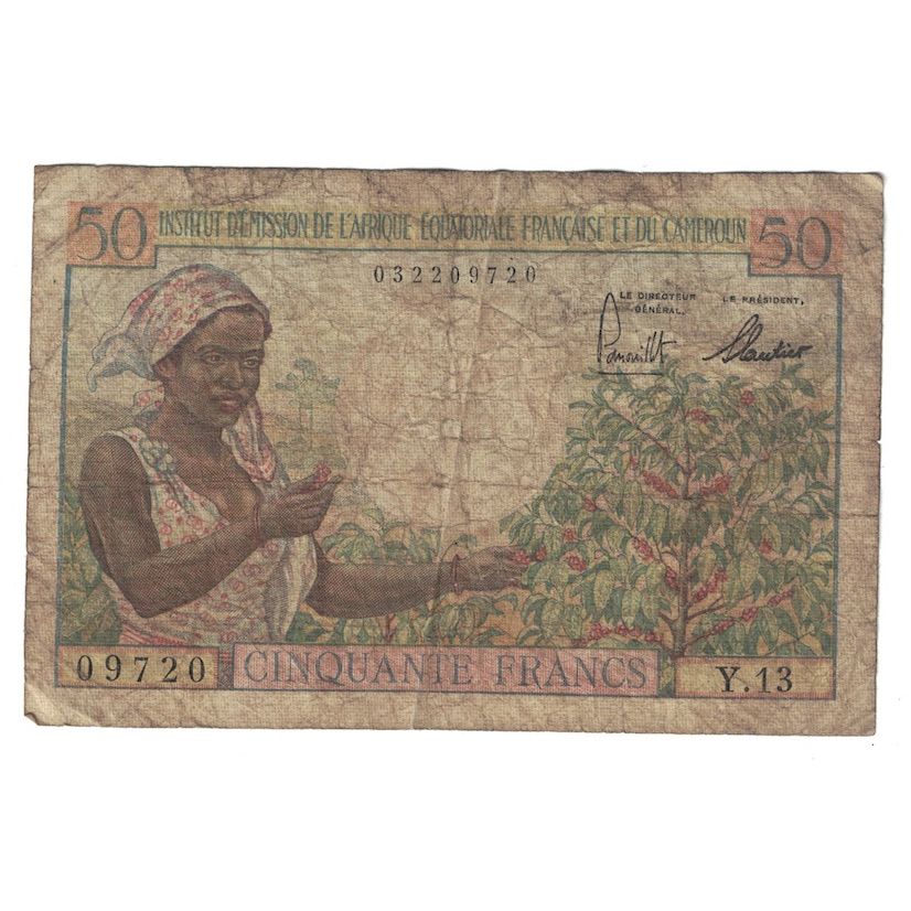 Biljet, Frans Equatoriaal Afrika, 50 Francs, undated (1957), KM:31, B+