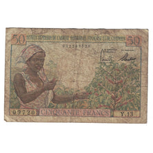 Banconote, Africa equatoriale francese, 50 Francs, undated (1957), KM:31, B+