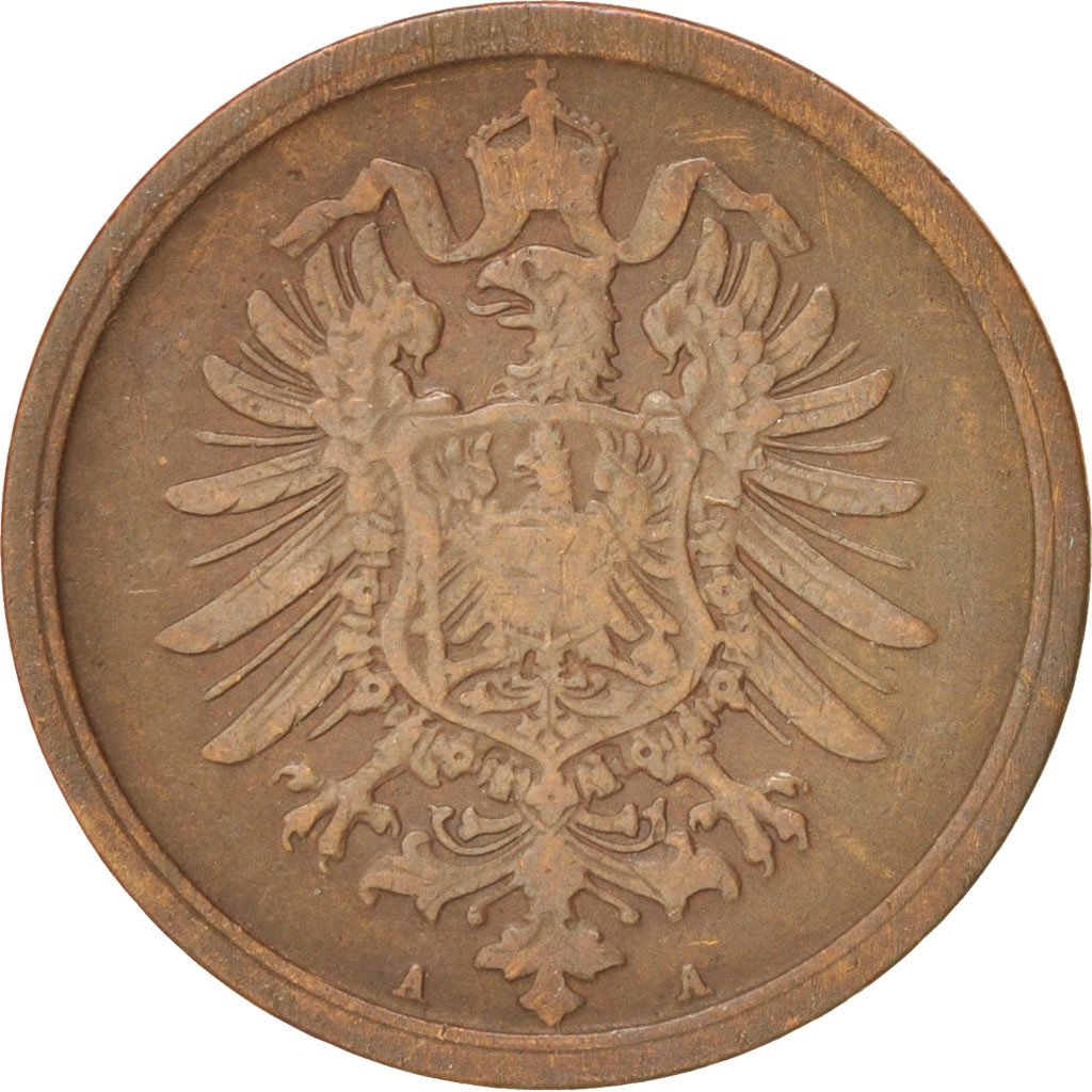 GERMANY - EMPIRE, Wilhelm I, 2 Pfennig, 1876, Berlin, EF(40-45), Copper, KM:2