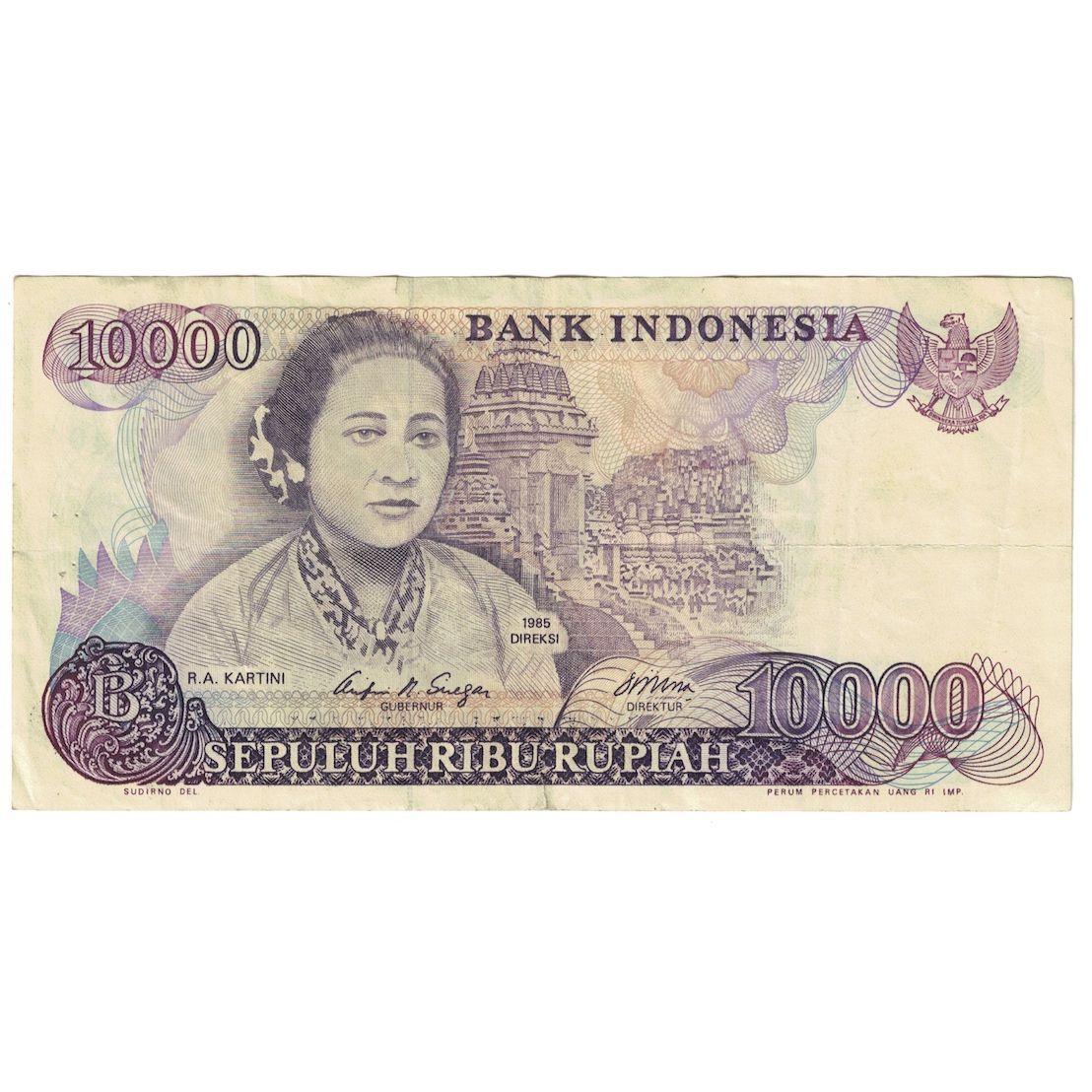 Banconote, Indonesia, 10,000 Rupiah, 1985, KM:126a, MB+
