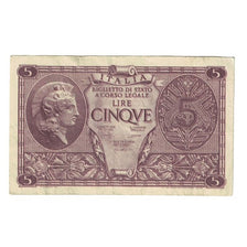 Geldschein, Italien, 5 Lire, 1944, 1944-11-23, KM:31c, S+
