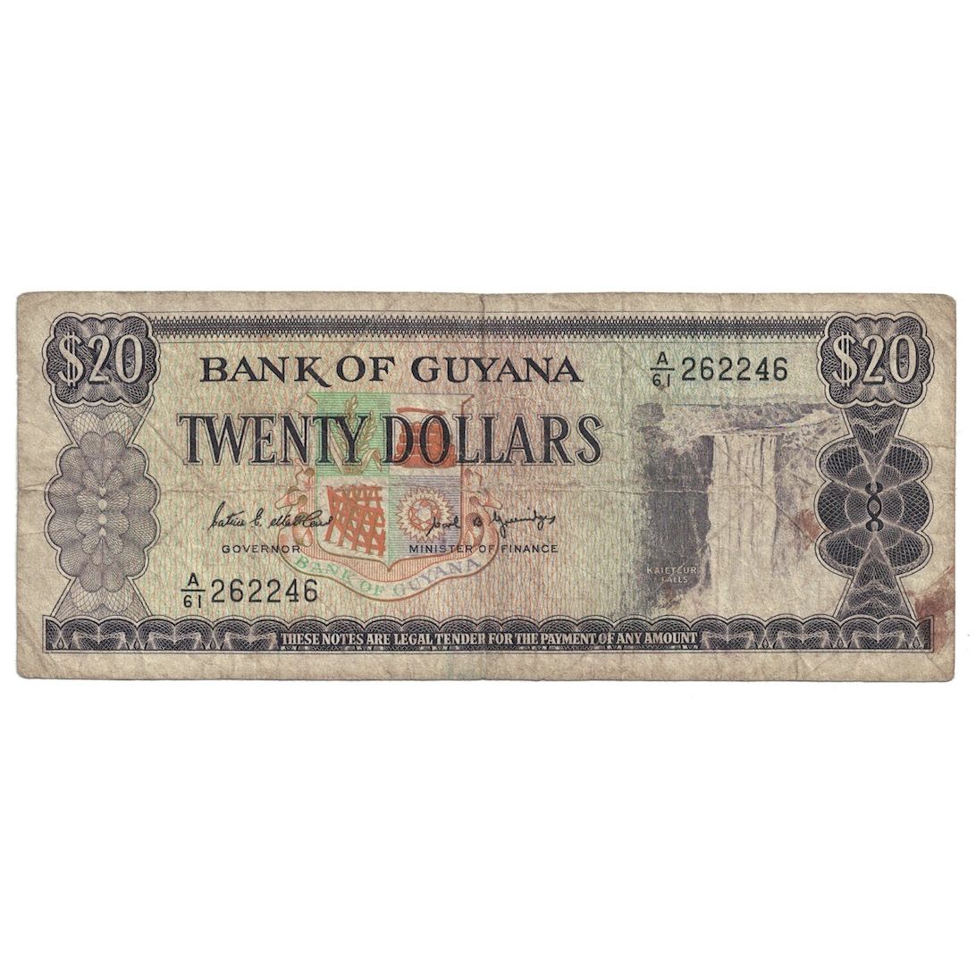Banknote, Guyana, 20 Dollars, 1989, KM:24d, F(12-15)