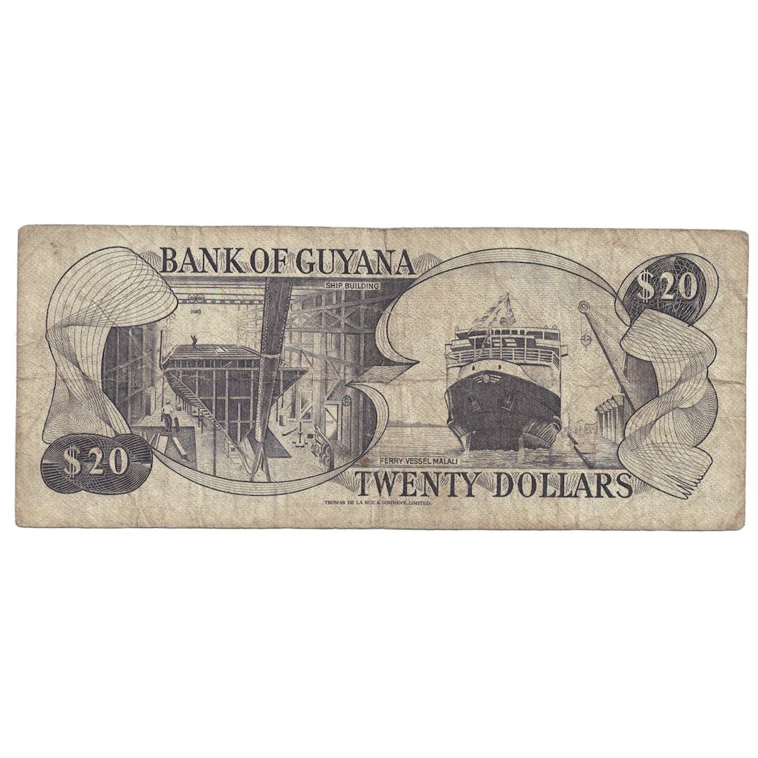 Banknote, Guyana, 20 Dollars, 1989, KM:24d, F(12-15)
