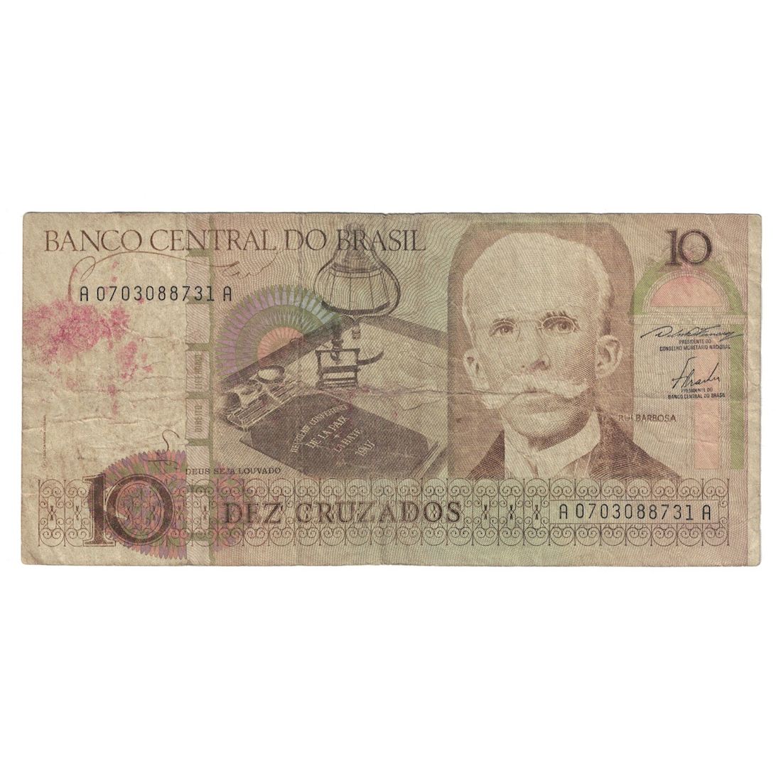 Banconote, Brasile, 10 Cruzados, 1987, KM:209b, MB
