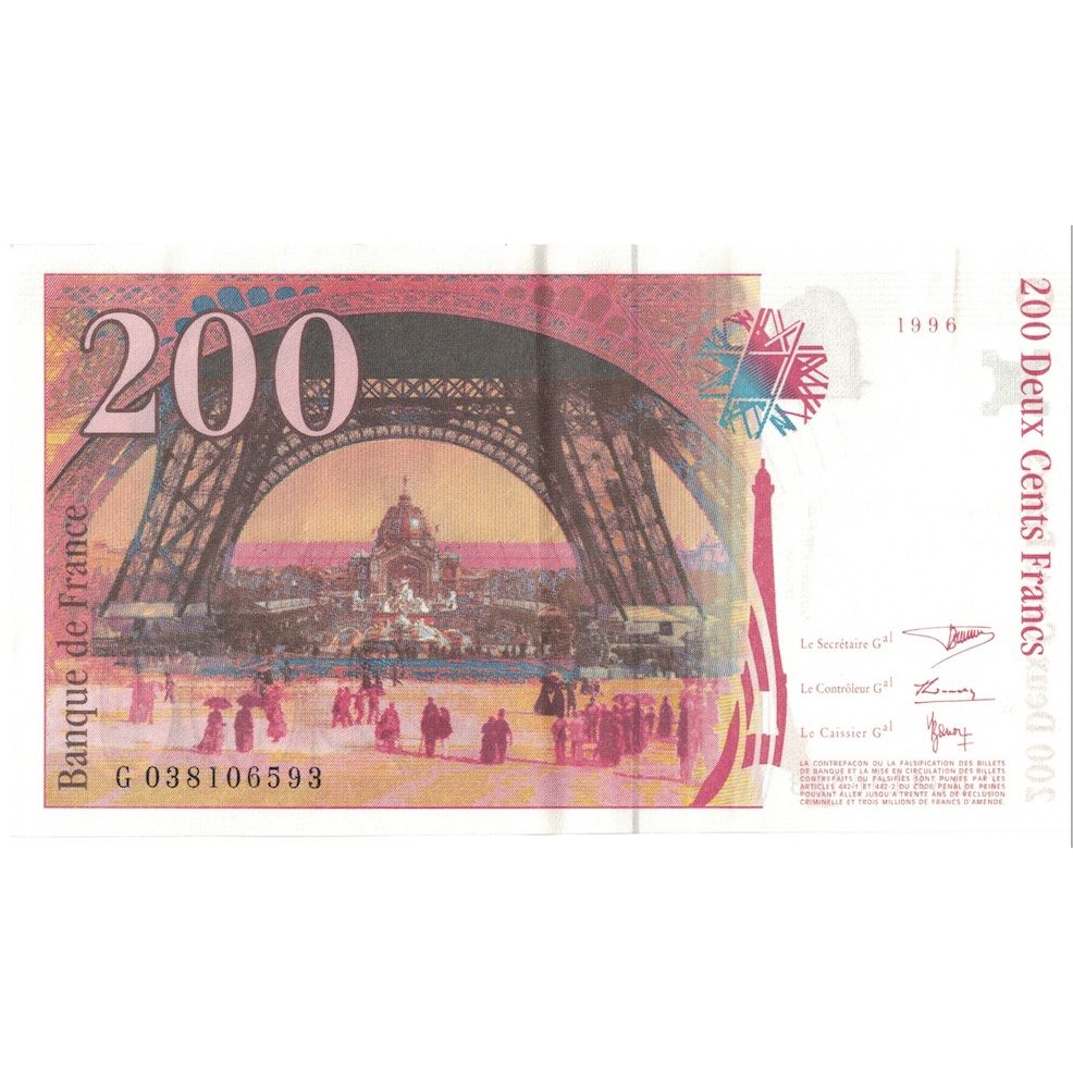Francia, 200 Francs, Eiffel, 1996, G.038106593, SPL+, Fayette:75.3a, KM:159b