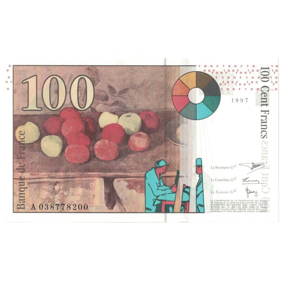 Francja, 100 Francs, Cézanne, 1997, A.038778200, UNC(65-70), Fayette:74.1