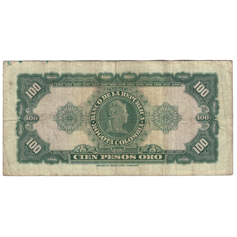 Biljet, Colombia, 100 Pesos Oro, 1964, 1964-01-01, KM:403b, B+