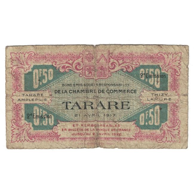 France, Tarare, 50 Centimes, 1916, Chambre de Commerce, F(12-15), Pirot:119-14
