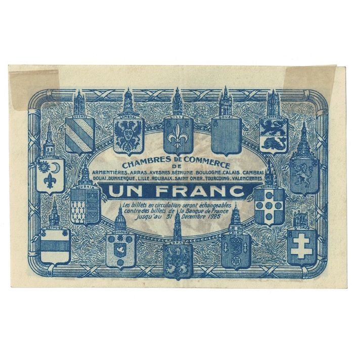 Francia, NORD-PAS DE CALAIS, 1 Franc, 1918-1925, BB, Pirot:94-5