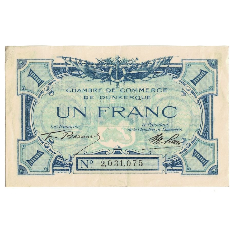 France, Dunkerque, 1 Franc, 1919-1921, TTB+, Pirot:54-05