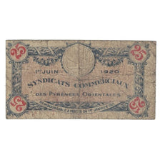 França, Pyrénées Orientales, 25 Centimes, 1920, Syndicats Commerciaux