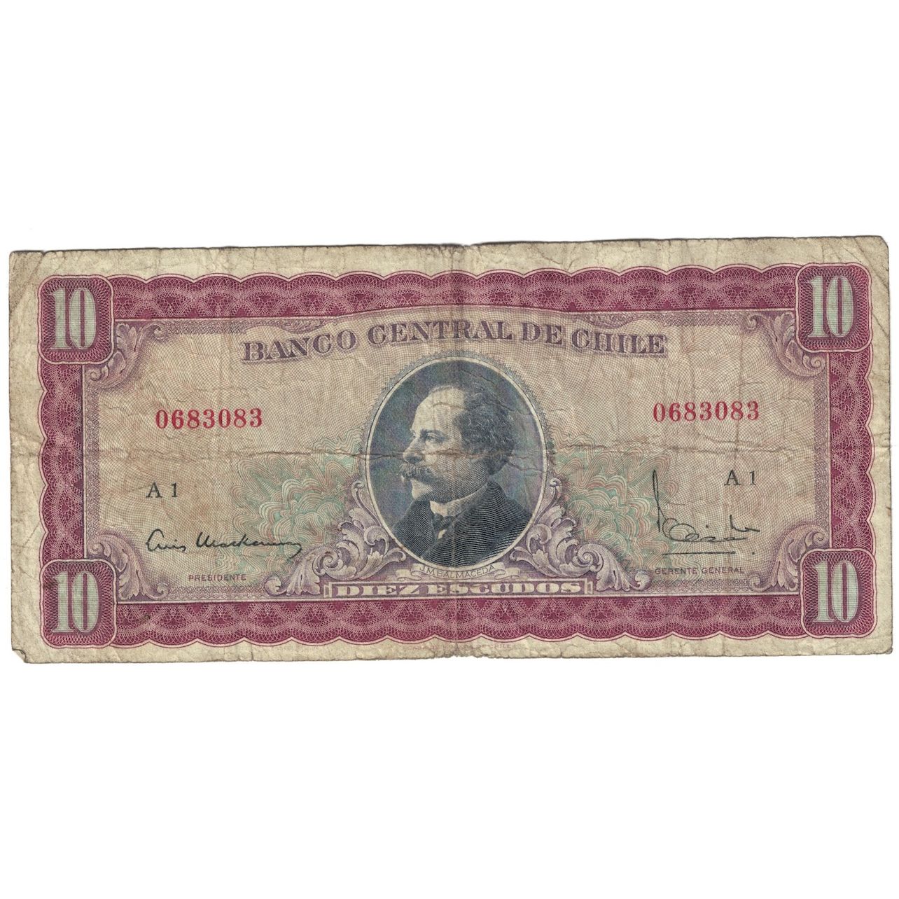 Banknote, Chile, 10 Escudos, Undated (1962-75), KM:139a, F(12-15)