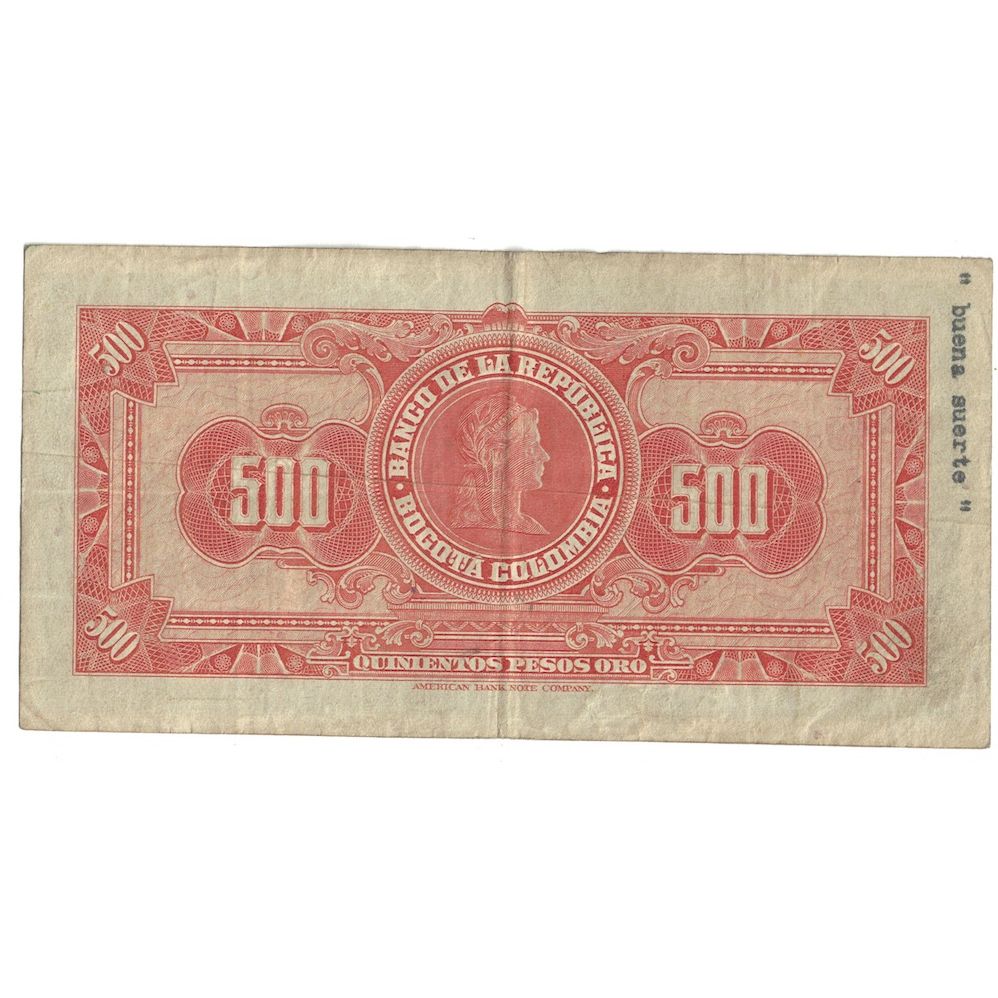 Billete, 500 Pesos Oro, 1964, Colombia, 1964-07-20, KM:408b, BC