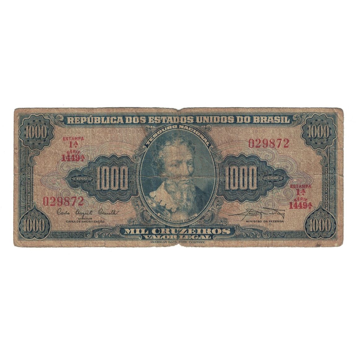 Billet, Brésil, 1000 Cruzeiros, ND(1961-1963), KM:173a, B