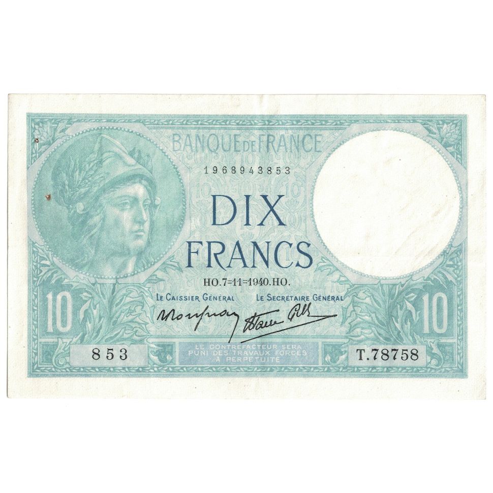 Francia, 10 Francs, Minerve, 1940, T.78758, EBC, Fayette:7.19, KM:84