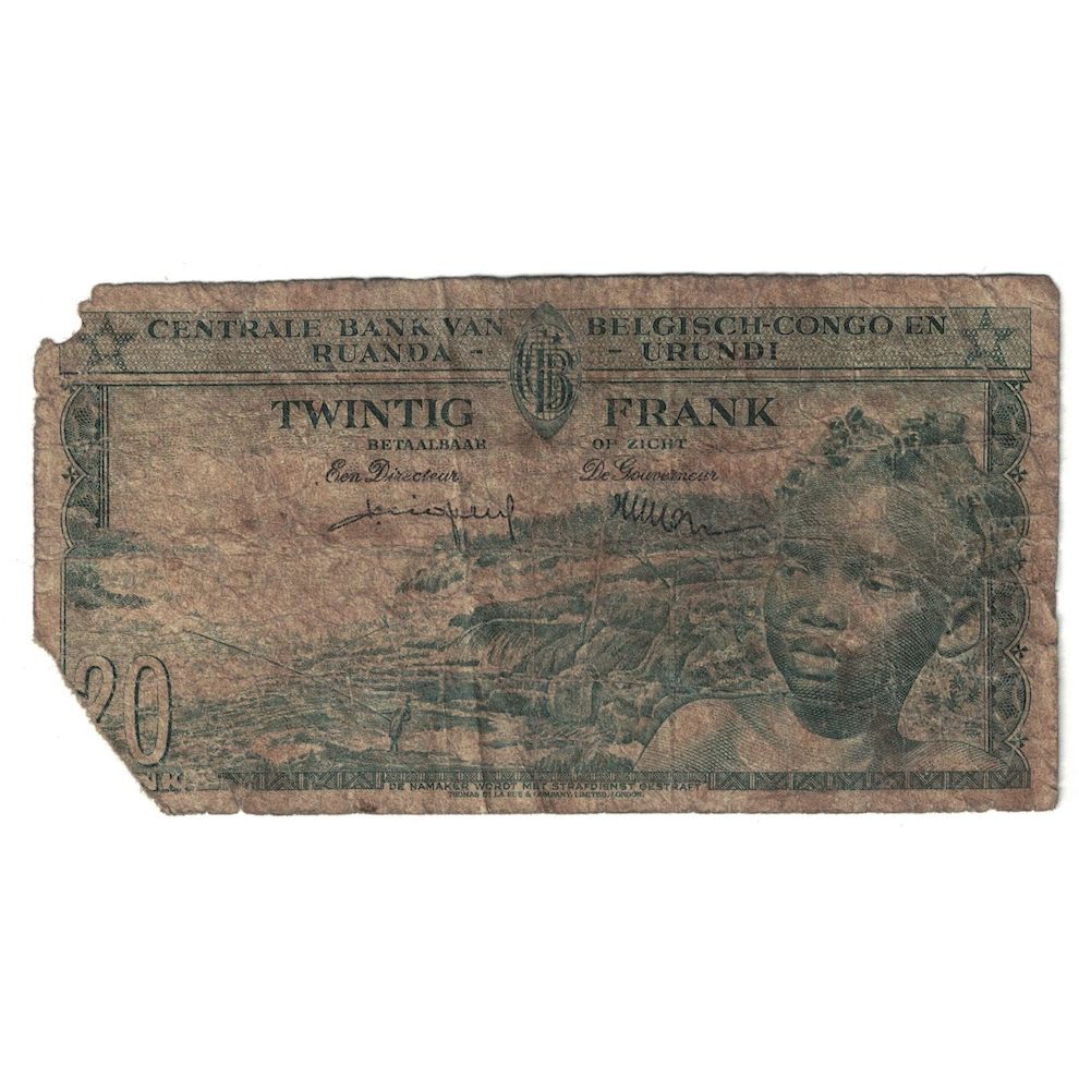 Banknote, Belgian Congo, 20 Francs, 1956, 1956-12-01, KM:31, G(4-6)