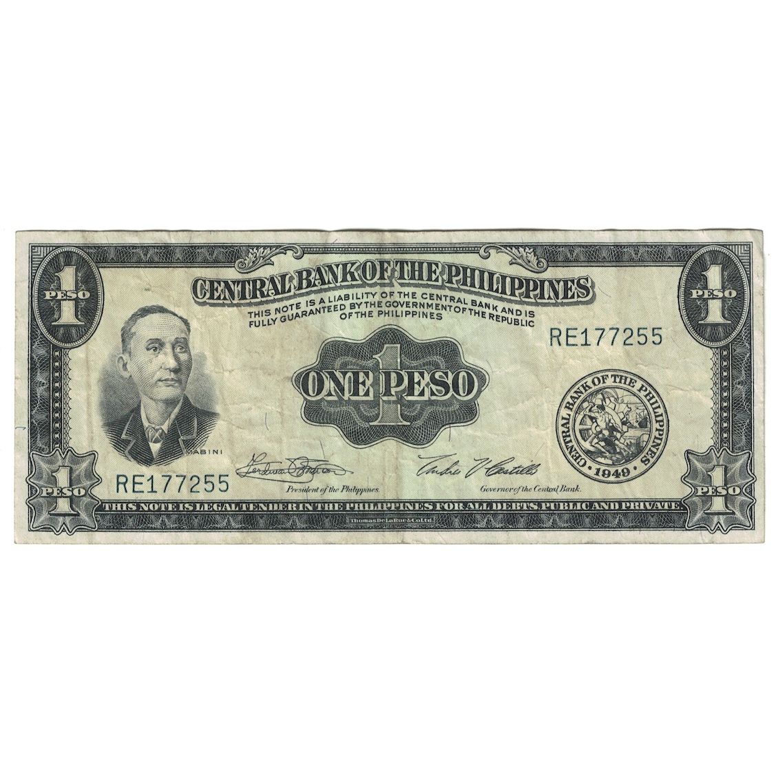 Banknote, Philippines, 1 Peso, Undated (1949), KM:133g, VF(30-35)