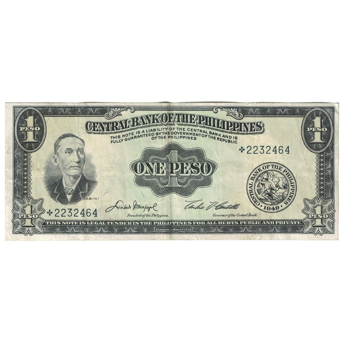 Banknote, Philippines, 1 Peso, Undated (1949), KM:133h, VF(30-35)
