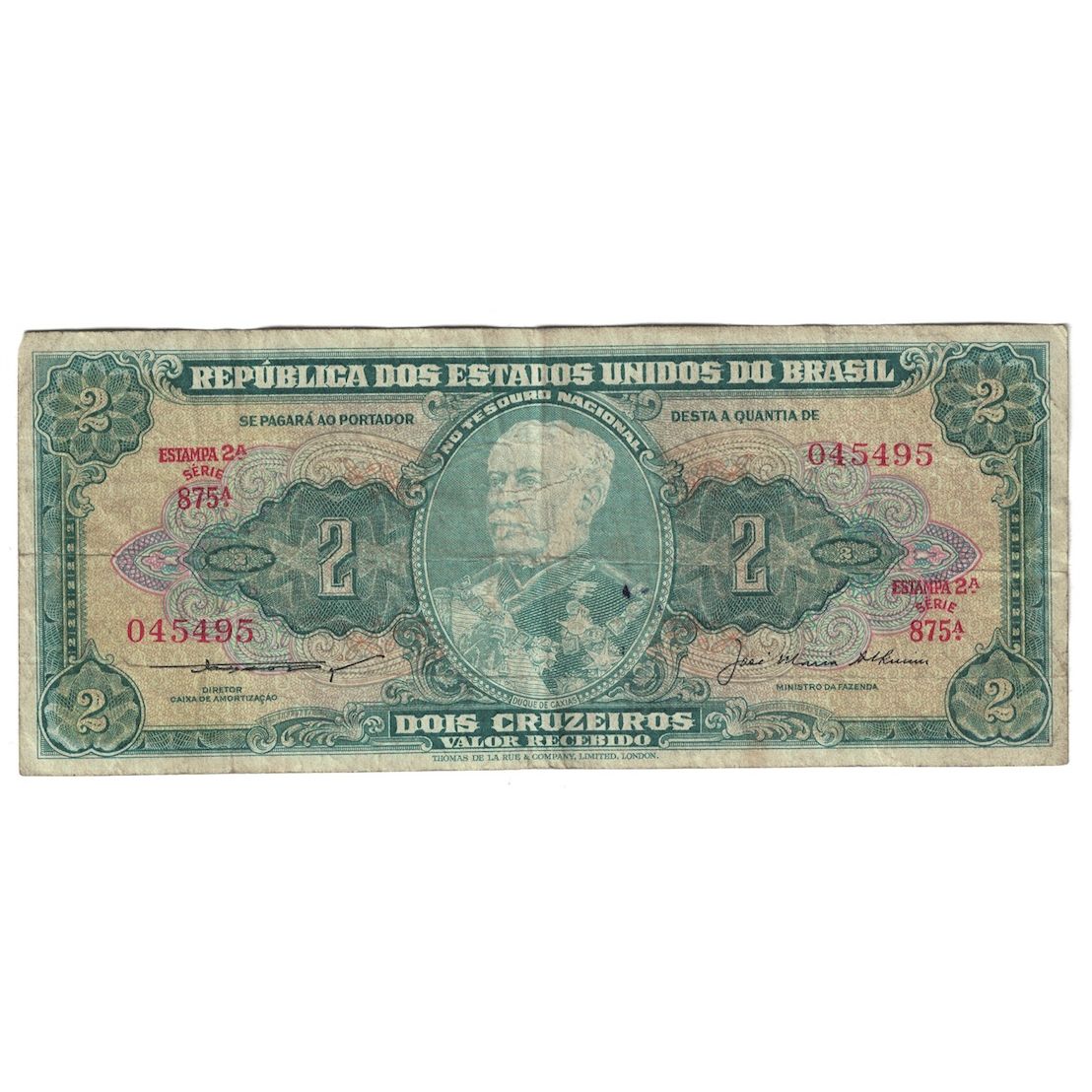 Banconote, Brasile, 2 Cruzeiros, Undated (1956-58), KM:157Ab, B+