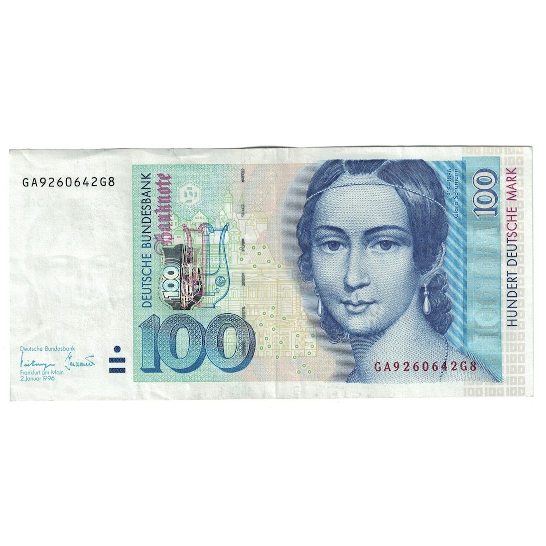 Banconote, GERMANIA - REPUBBLICA FEDERALE, 100 Deutsche Mark, 1996, 1996-01-02