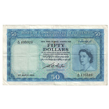 Billet, Malaisie et Bornéo britannique, 50 Dollars, 1953, 1953-03-21, KM:4b