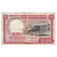 Banconote, Malesia e Borneo britannico, 10 Dollars, 1961, 1961-03-01, KM:9a, MB+