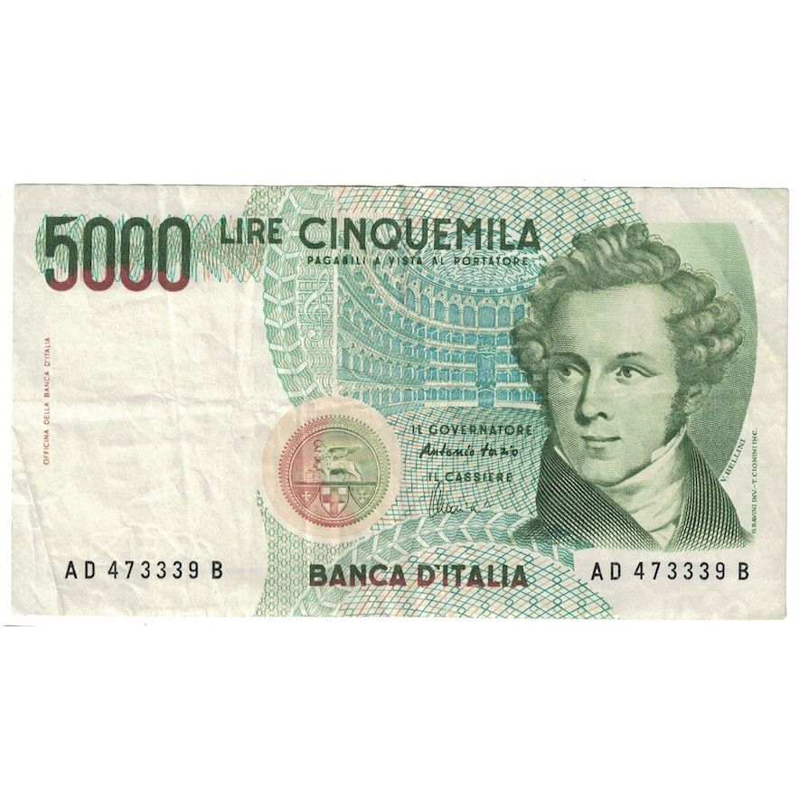 Banconote, Italia, 5000 Lire, 1985, 1985-01-04, KM:111c, MB+